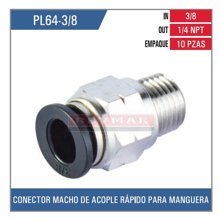 CONECTOR MACHO DE ACOPLE RAPIDO DE 3/8*1/8 NPT