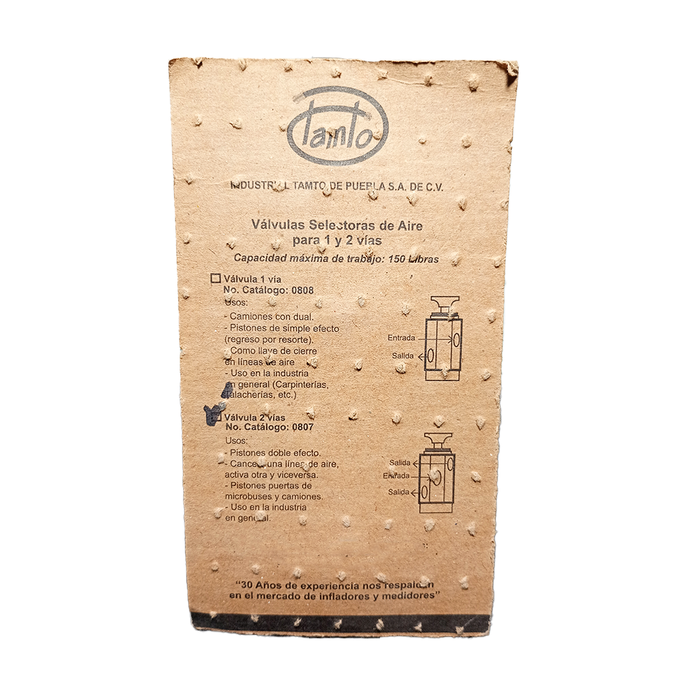 Válvula selectora de aire para 1 y 2 vías