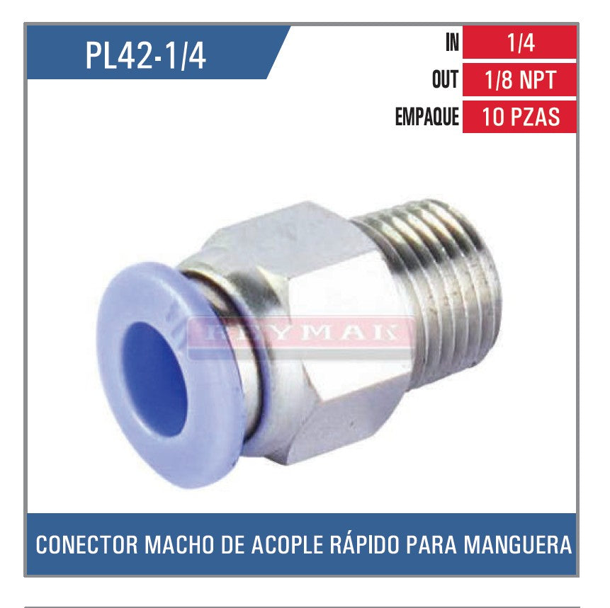 CONECTOR MACHO DE ACOPLE RAPIDO DE 1/4*1/8 NPT