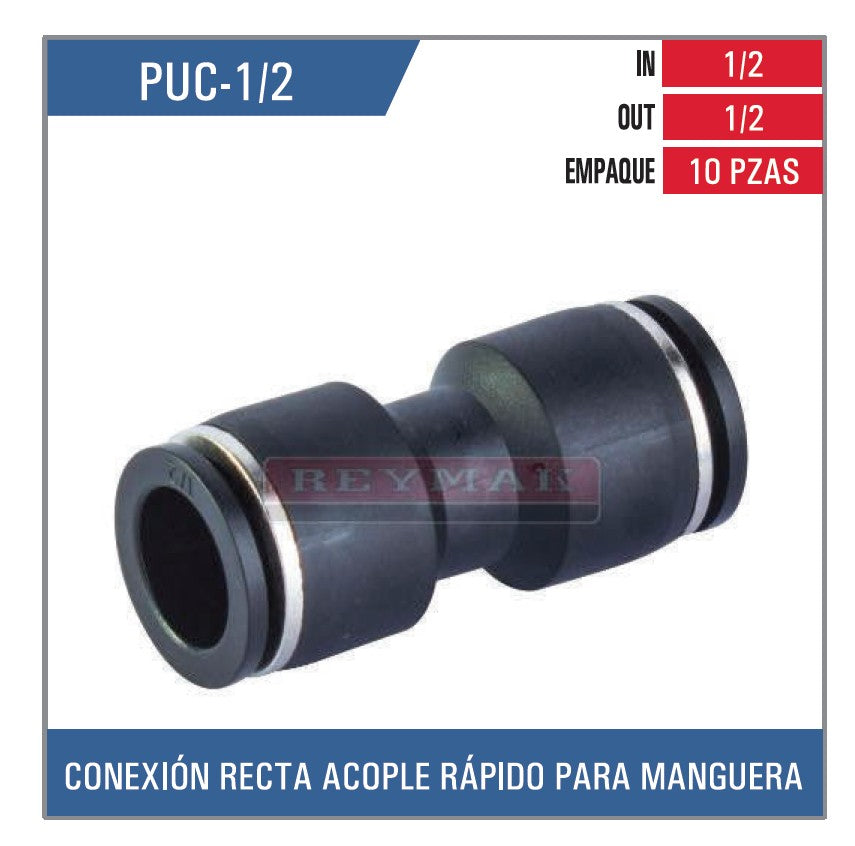 CONEXION DE PLASTICO UNION RECTA DE 1/2