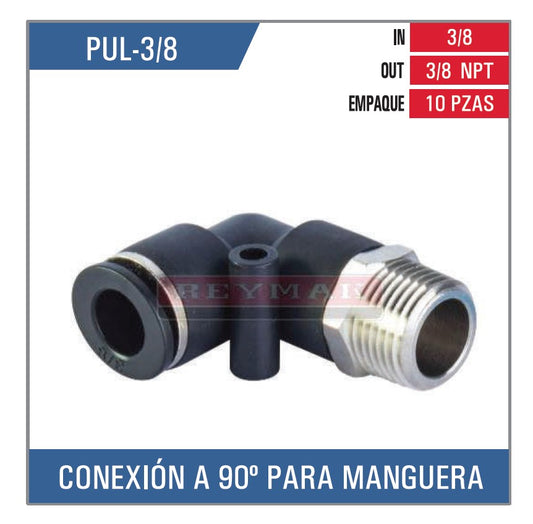 CONEXIÓN DE PLASTICO A 90º DE 3/8 * 3/8NPT