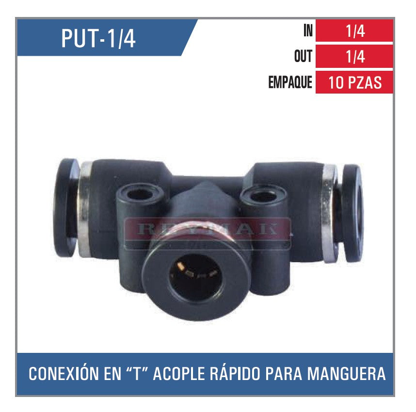 CONEXIÓN DE PLASTICO EN "T" 1/4