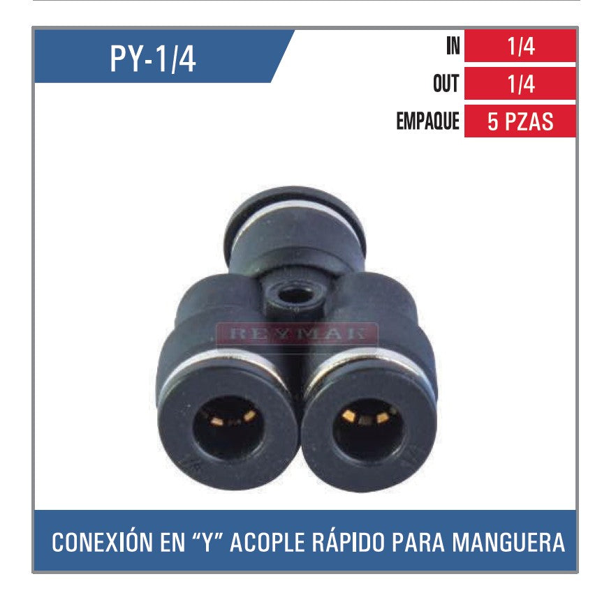 CONEXIÓN DE PLASTICO EN "Y" DE 1/4