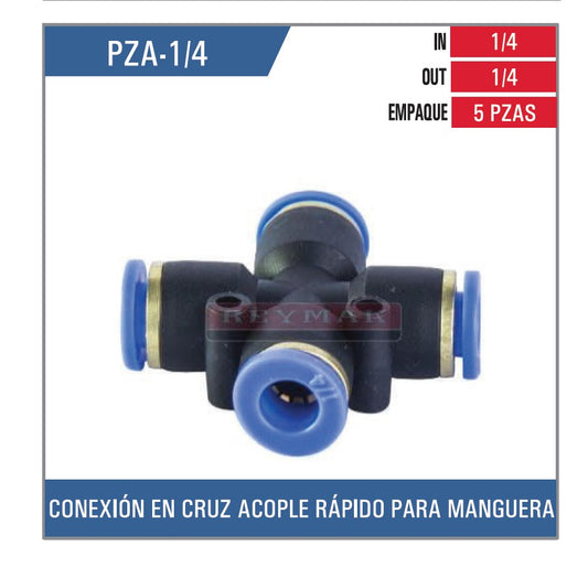 CONEXIÓN DE PLASTICO EN CRUZ DE 1/4