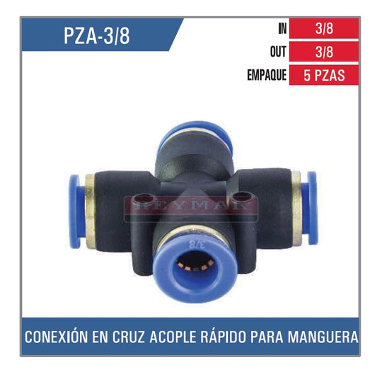 CONEXIÓN DE PLASTICO EN CRUZ DE 3/8
